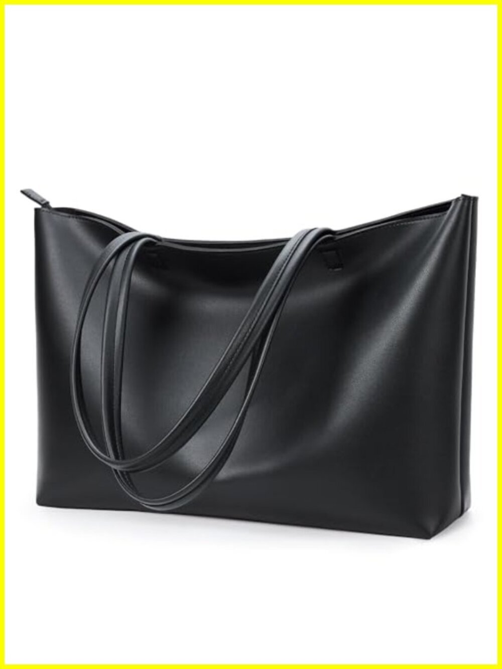 Vegan Leather Tote Bag Zipper Shoulder Satchel Purse for Women, Fits 16in Laptop